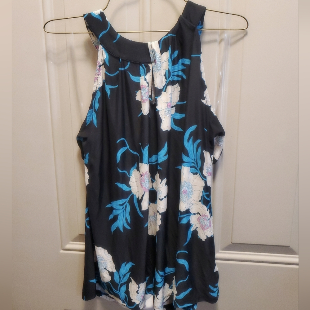 Black Floral Halter Blouse